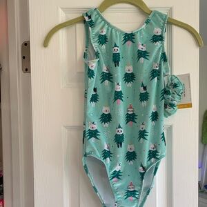 Adorable Christmas Tree Cat velvet Leotard (NWT)  Sz 10-12